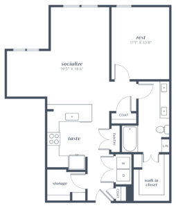 A12 one bed/one bath floorplan at Alexan Julian - Start Your New Life Right