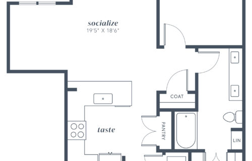 A12 one bed/one bath floorplan at Alexan Julian - Start Your New Life Right
