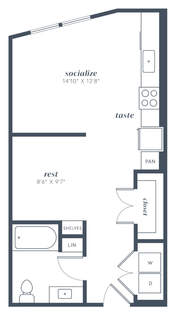S4 studio/one bath floorplan - Luxury Studio Apartments in Denver